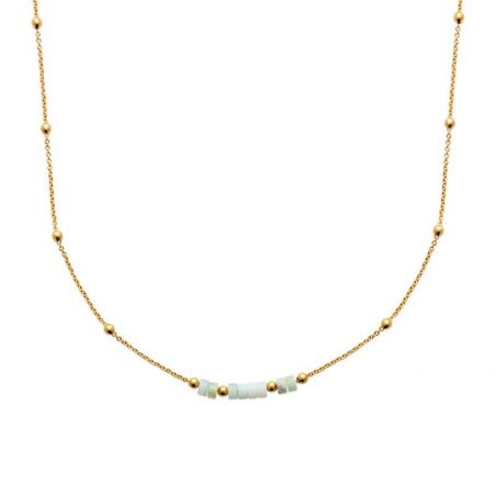 Collier pl-or 750 3mic amazonite