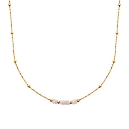 Collier pl-or 750 3mic quartz rose