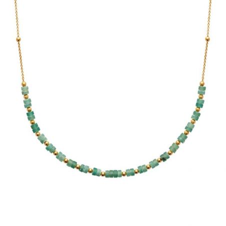 Collier pl-or 750 3mic quartzite vert