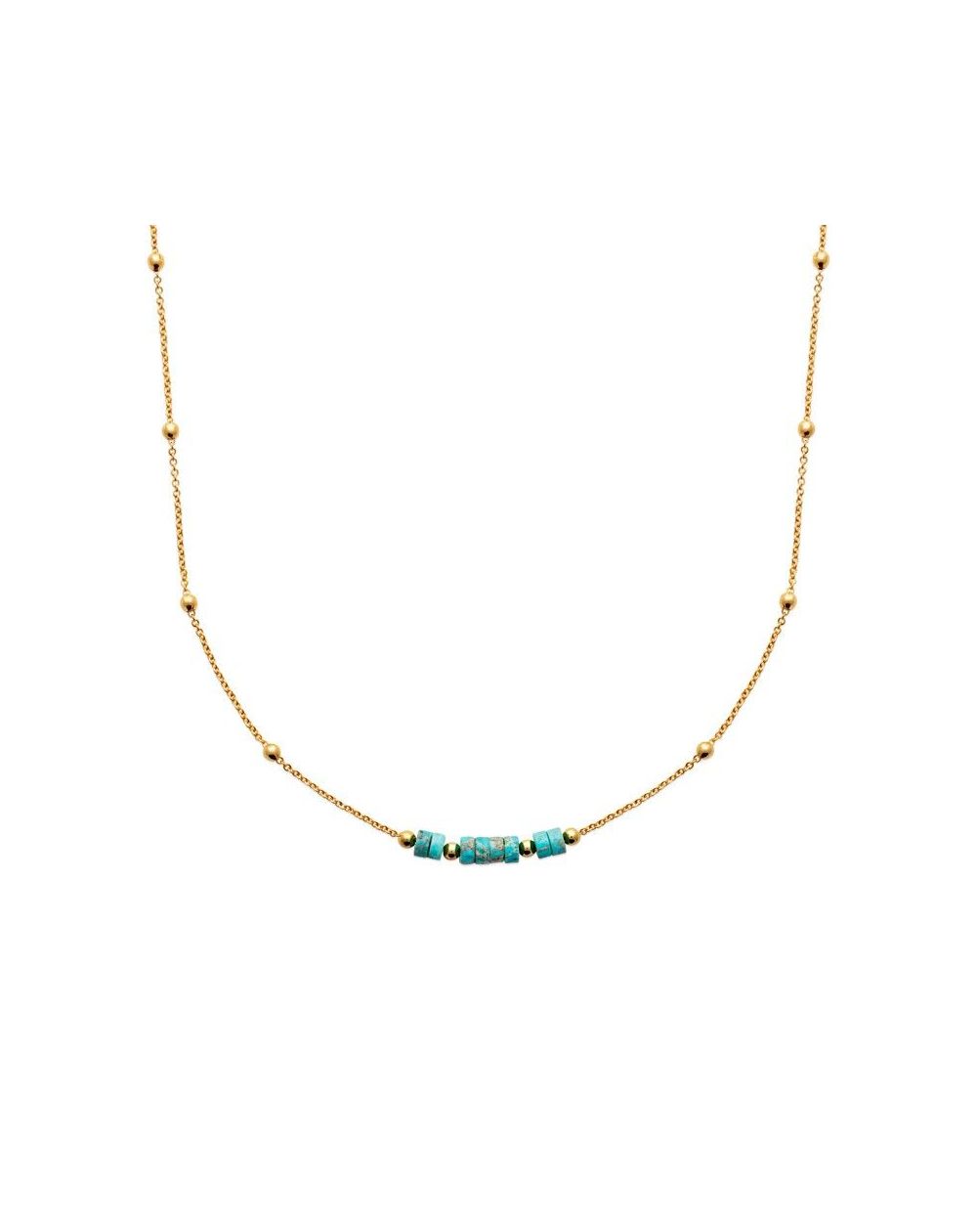 Collier pl-or 750 3mic jaspe bleu traite