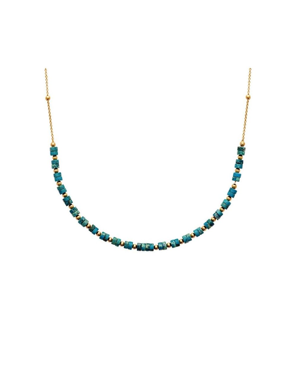 Collier pl-or 750 3mic jaspe bleu traite