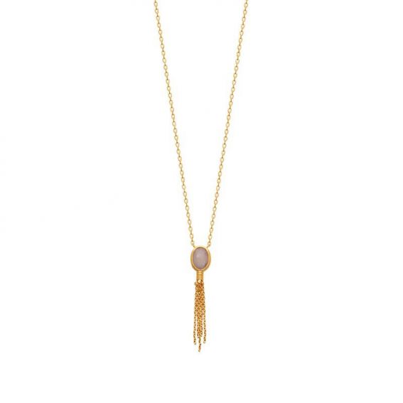 Collier pl-or 750 3mic quartz rose
