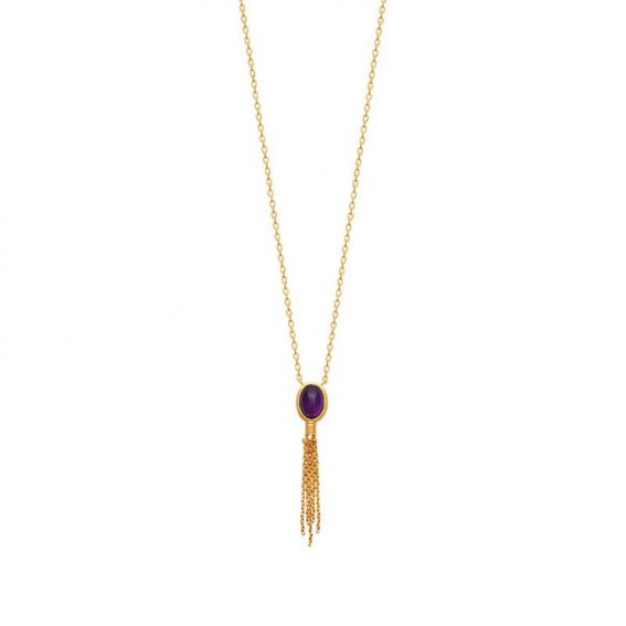 Collier pl-or 750 3mic amethyste