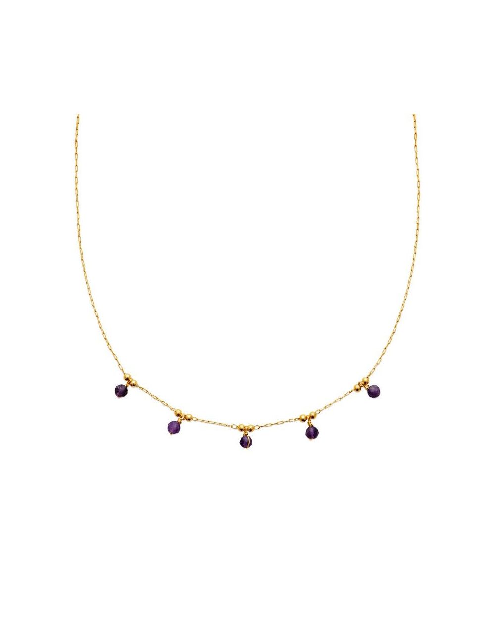 Collier pl-or 750 3mic amethyste