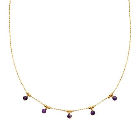 Collier pl-or 750 3mic amethyste