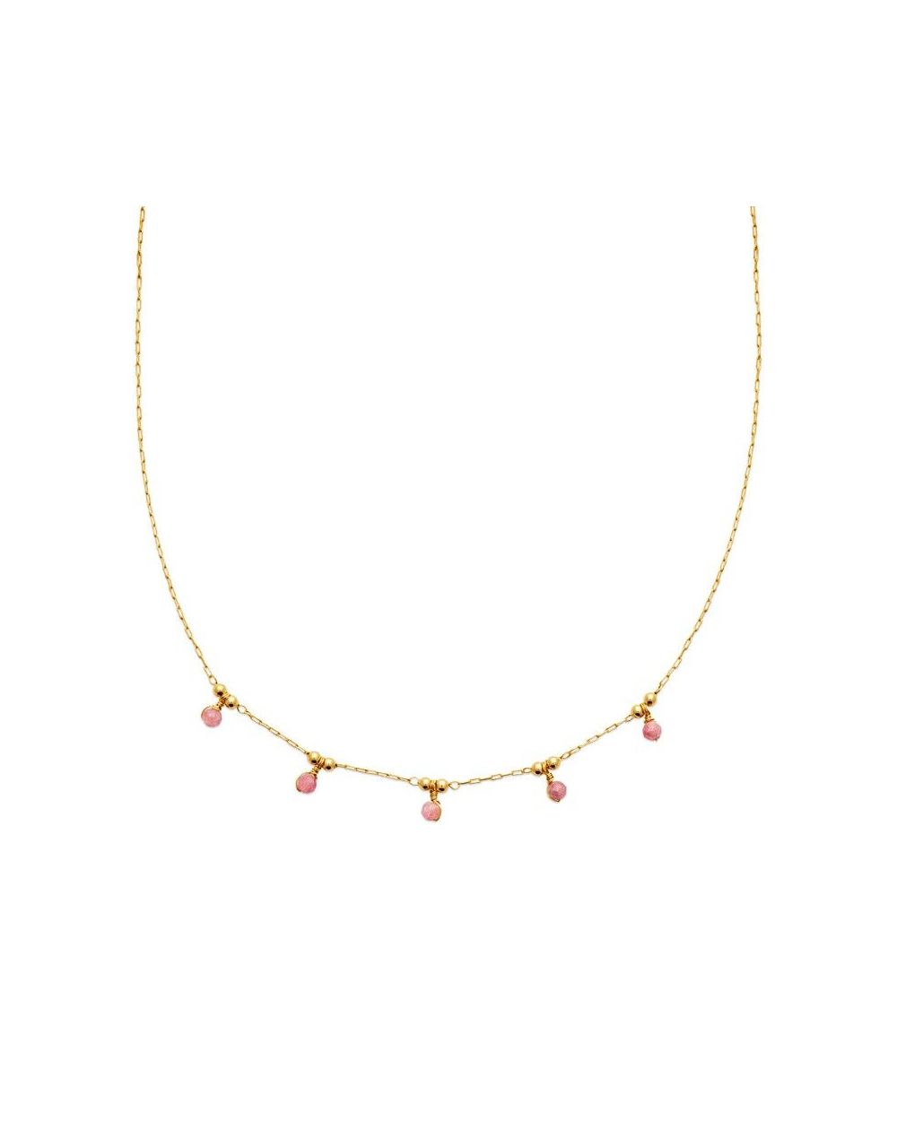 Collier pl-or 750 3mic tourmaline rose