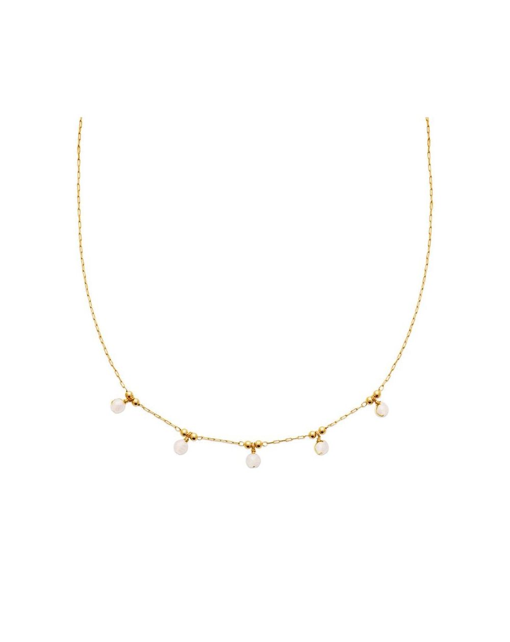 Collier pl-or 750 3mic quartz rose