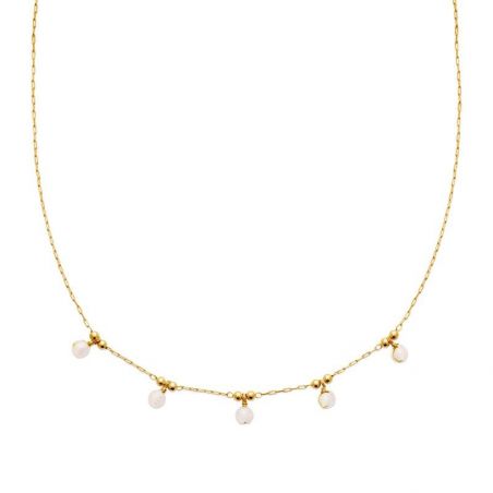 Collier pl-or 750 3mic quartz rose