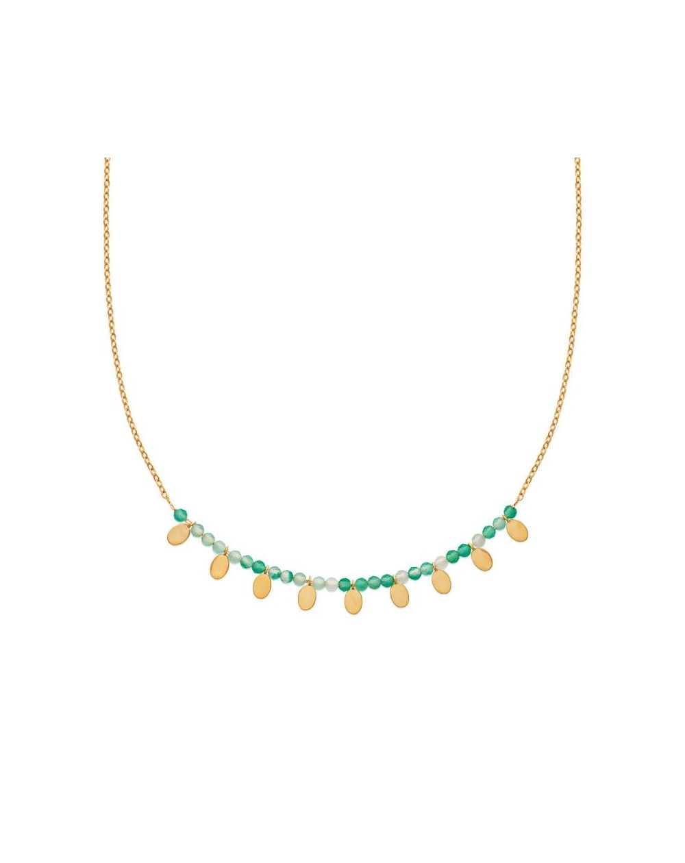 Collier pl-or 750 3mic calcedoine verte