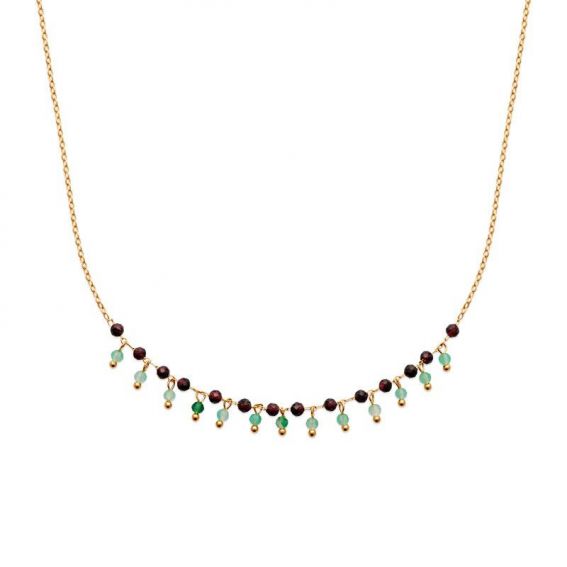 Collier pl-or 750 3mic calcedoine verte