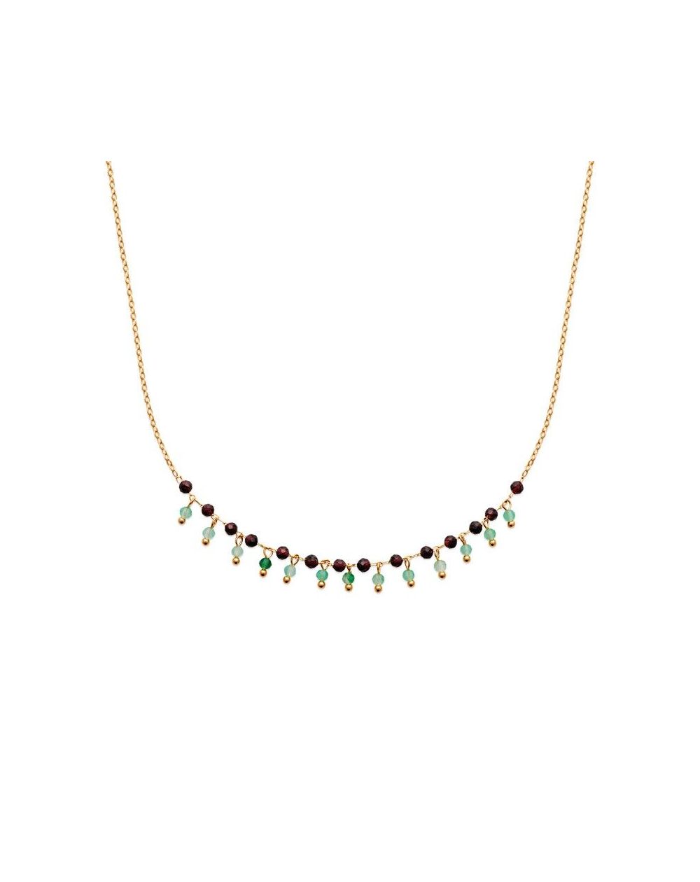 Collier pl-or 750 3mic calcedoine verte