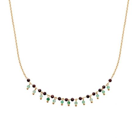 Collier pl-or 750 3mic calcedoine verte