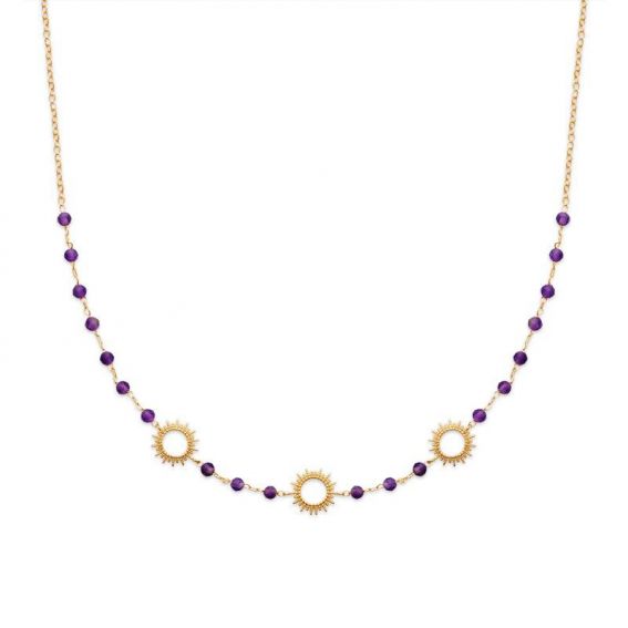 Collier pl-or 750 3mic amethyste
