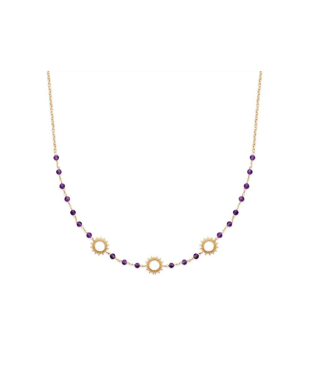 Collier pl-or 750 3mic amethyste
