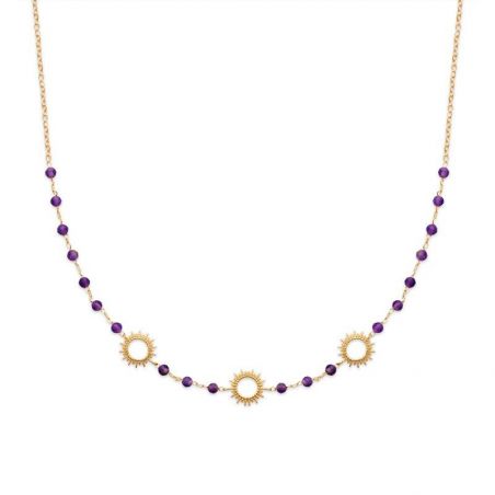 Collier pl-or 750 3mic amethyste