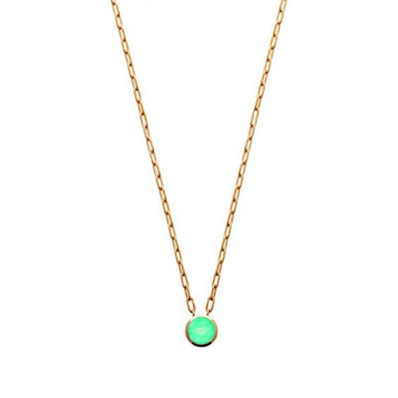 Collier pl-or 750 3mic amazonite