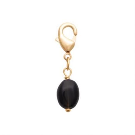 Pendentif pl-or 750 3mic obsidienne noire