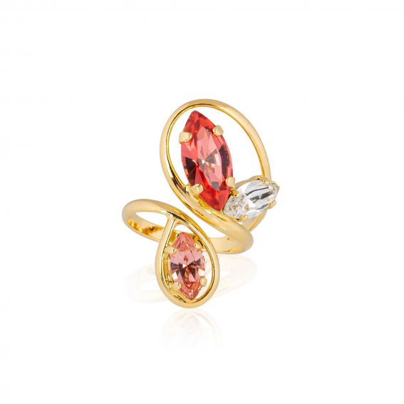 Andrea Marazzini - Bague cristal Swarovski Navette Rose Peach Printemps