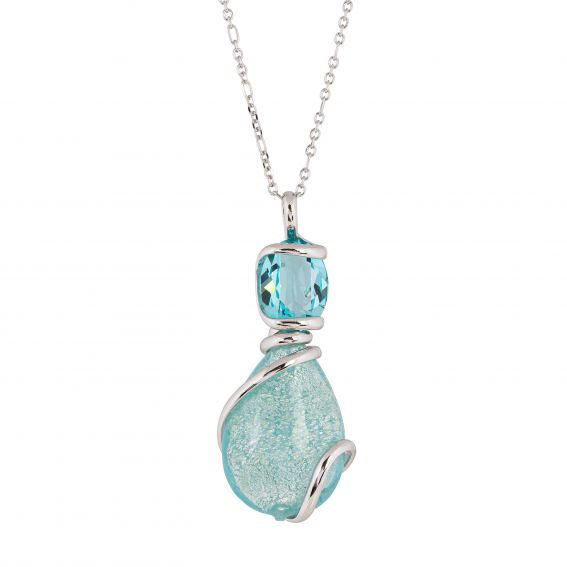 oval Swarovski mint crystal necklace