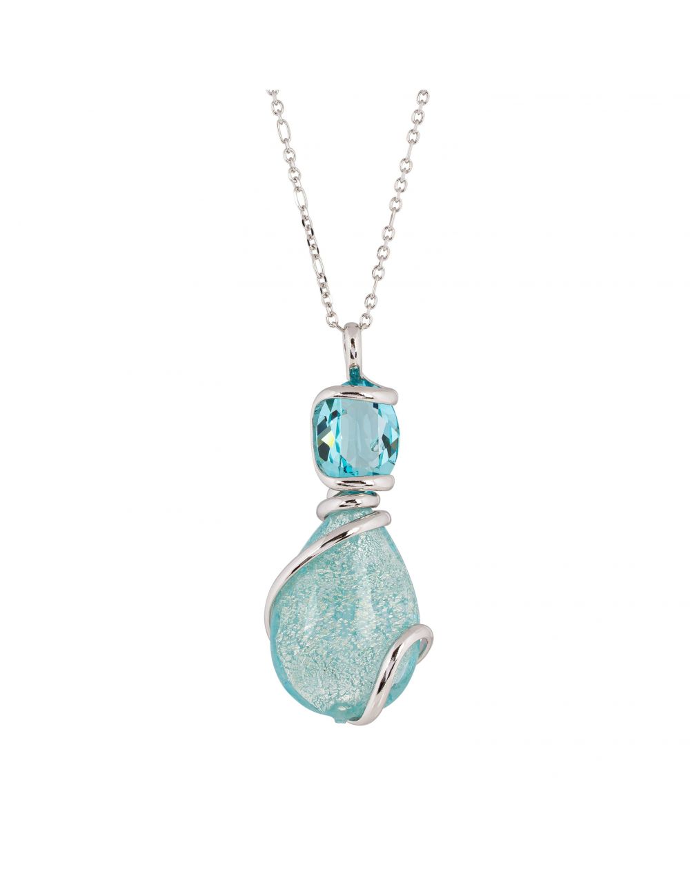 oval Swarovski mint crystal necklace
