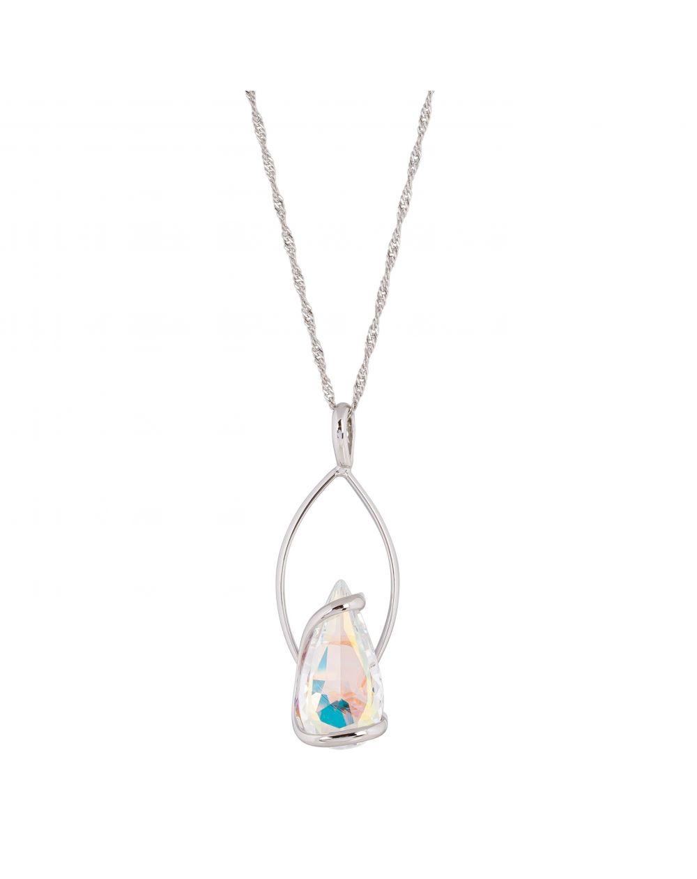 oval Swarovski mint crystal necklace