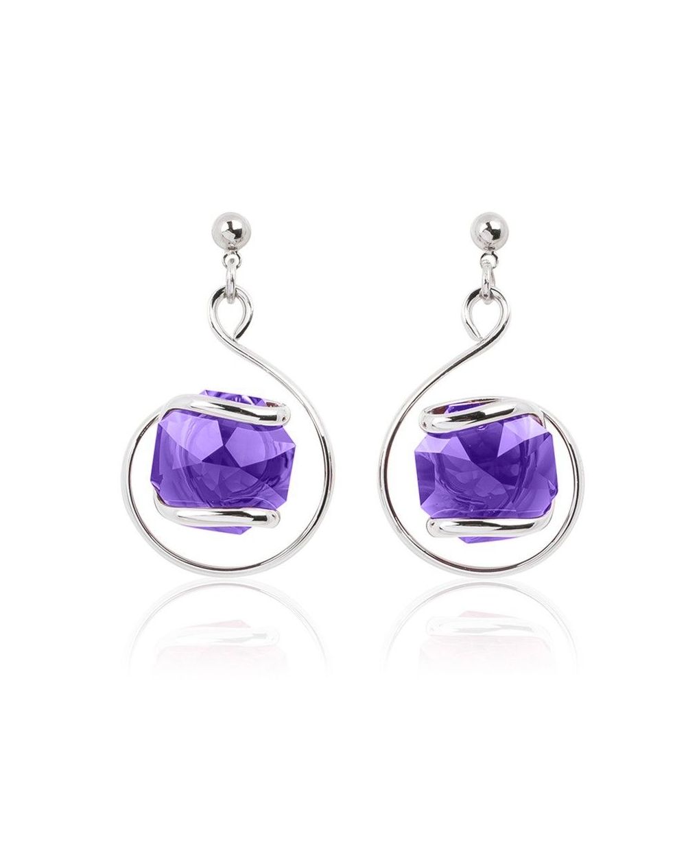 Boucles d'oreilles Andrea Marazzini - Cristal Swarovski Octagon Violet Courtes
