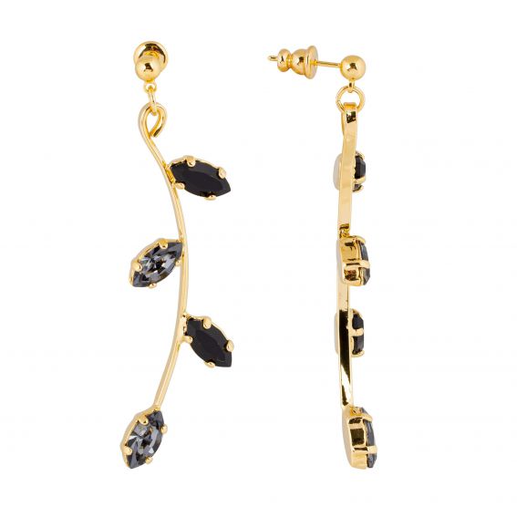 Boucles d'oreilles Andrea Marazzini - Cristal Swarovski Navette JET/SI Longues L.A.