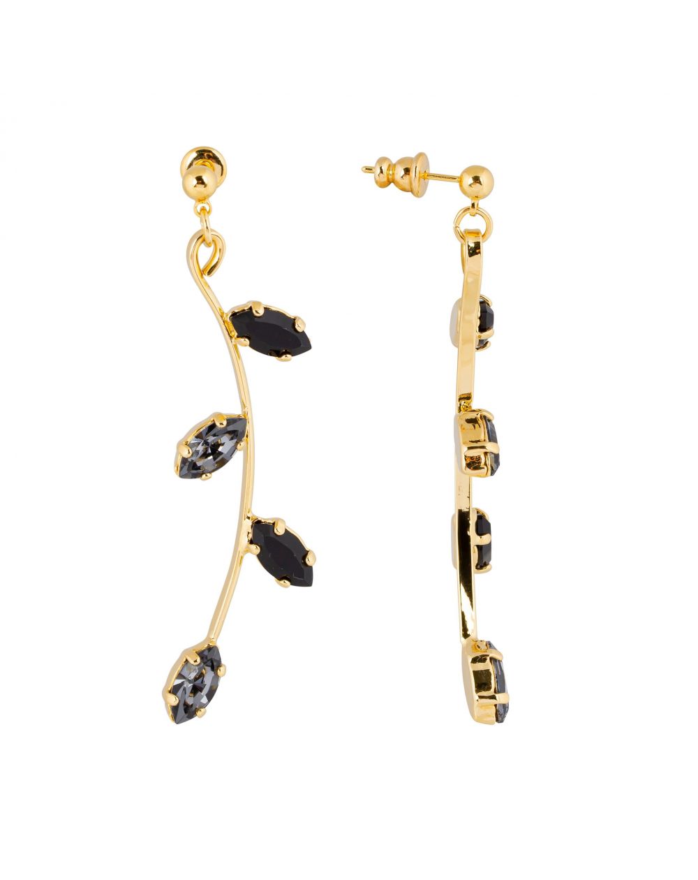 Boucles d'oreilles Andrea Marazzini - Cristal Swarovski Navette JET/SI Longues L.A.