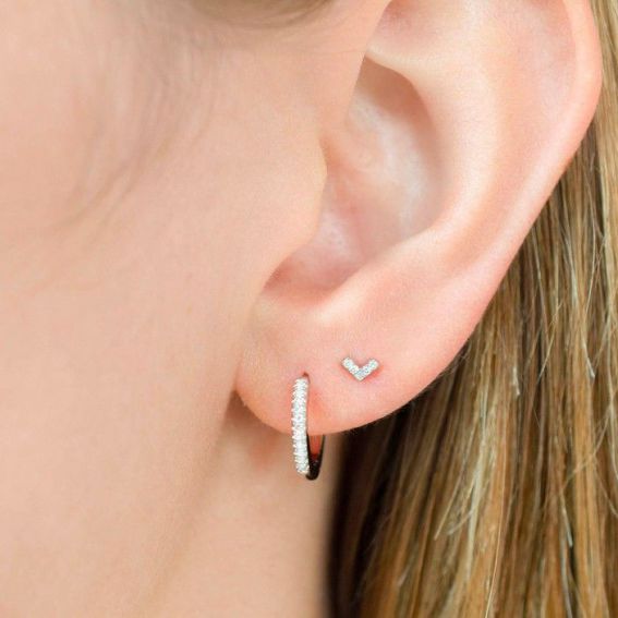 Boucles d'oreilles Agra (1 unité) - 5 diamants - Bijoux en argent