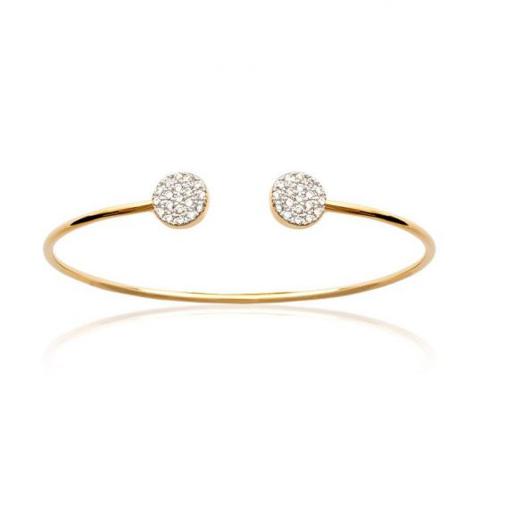 Jonc pavé de pierres doré - Bijoux plaqué or 18 carats