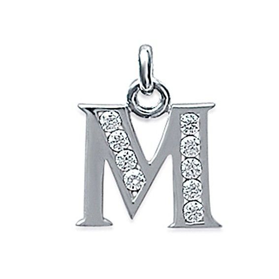 Pendentif lettre M argent 925 rhodie oz - Pendentif en argent 925/1000 rhodié