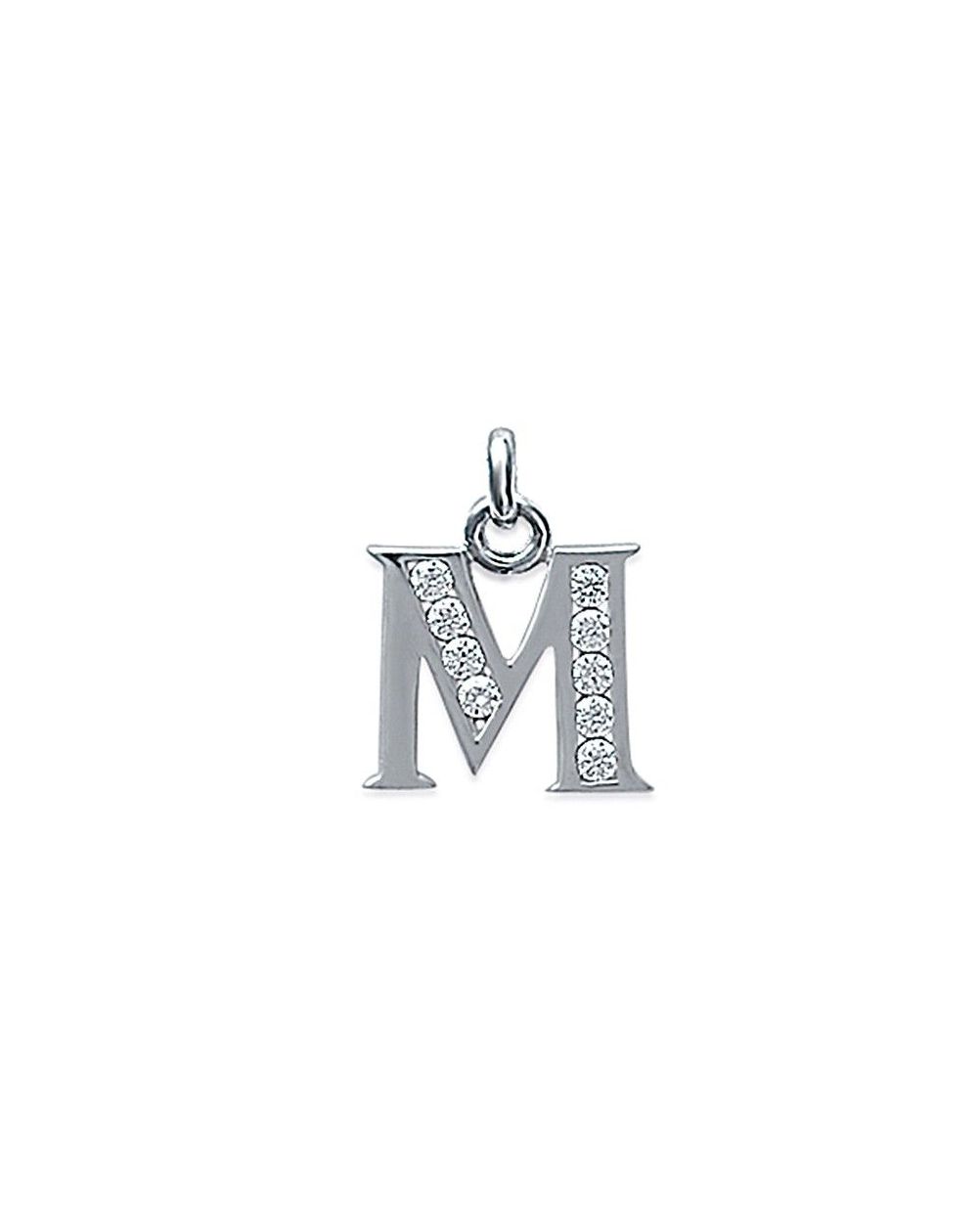 Pendentif lettre M argent 925 rhodie oz - Pendentif en argent 925/1000 rhodié