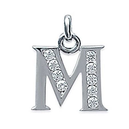 Pendentif lettre M argent 925 rhodie oz - Pendentif en argent 925/1000 rhodié