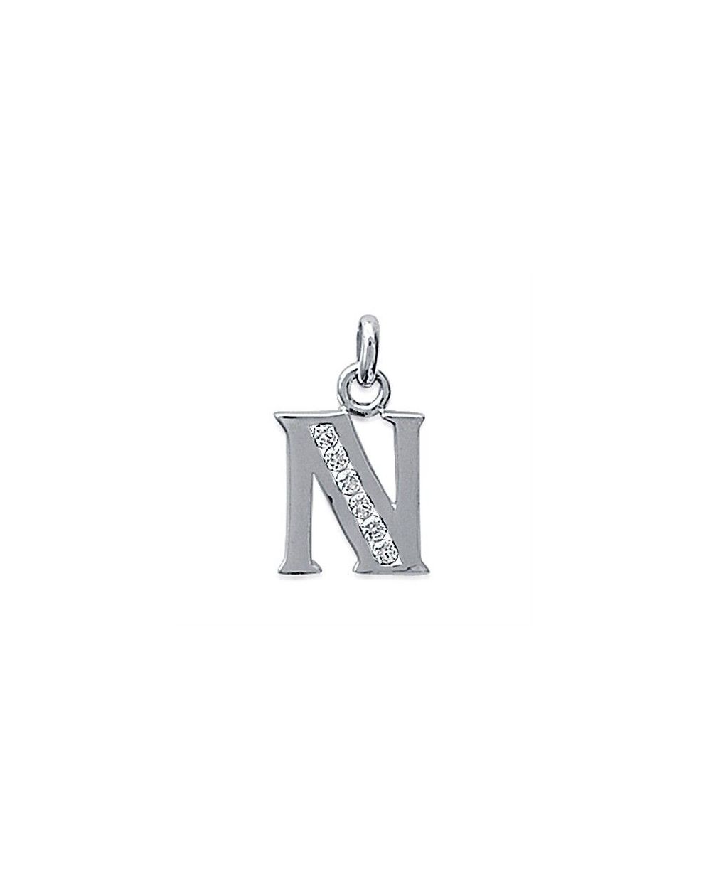 Pendentif lettre N argent 925 rhodie oz - Pendentif en argent 925/1000 rhodié