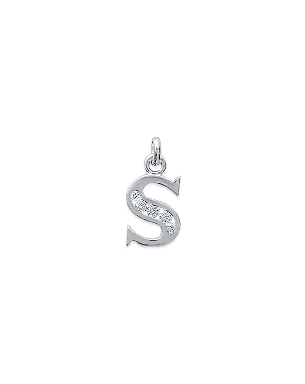 Pendentif lettre S argent 925 rhodie oz - Pendentif en argent 925/1000 rhodié
