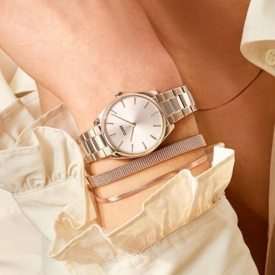 CLUSE Watch - Triomphe Steel White Pearl, Silver Color