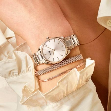 CLUSE Watch - Triomphe Steel White Pearl, Silver Color