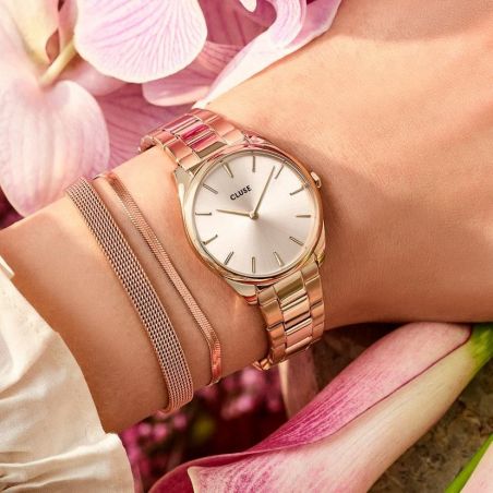 CLUSE Watch - Triomphe Steel White Pearl, Silver Color