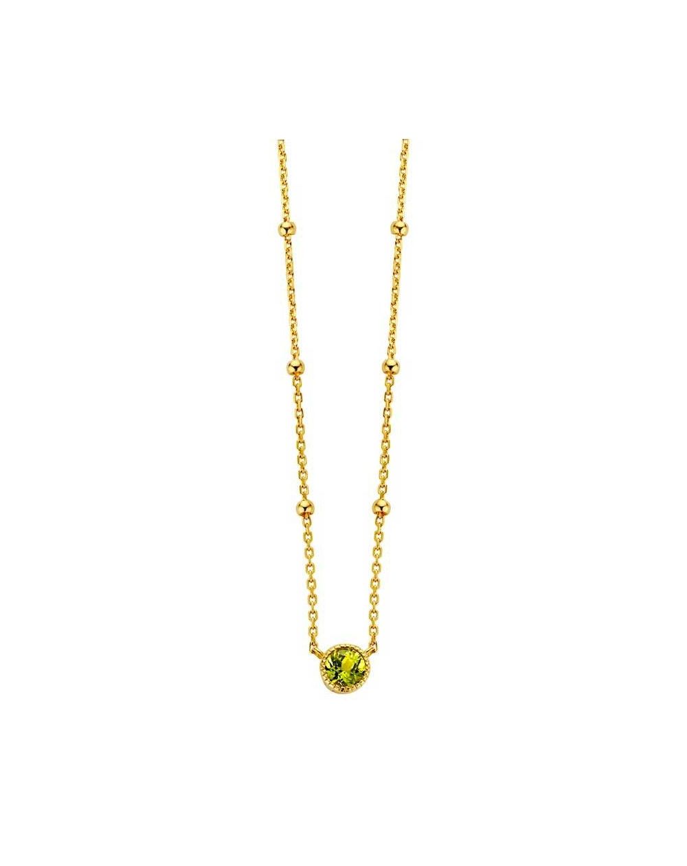Collier Blossom - 1 peridot - Bijoux en argent avec diamants