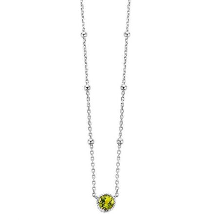 Collier Blossom - 1 peridot - Bijoux en argent avec diamants