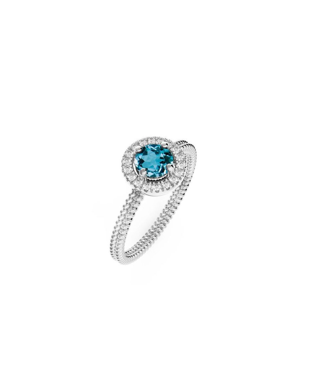 Bague Aurora - 18 diamants, 1 topaz - Bague en argent avec 12 diamants