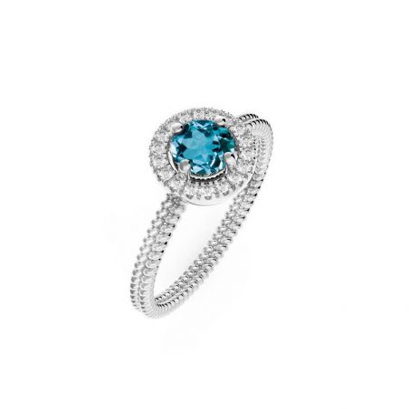 Bague Aurora - 18 diamants, 1 topaz - Bague en argent avec 12 diamants