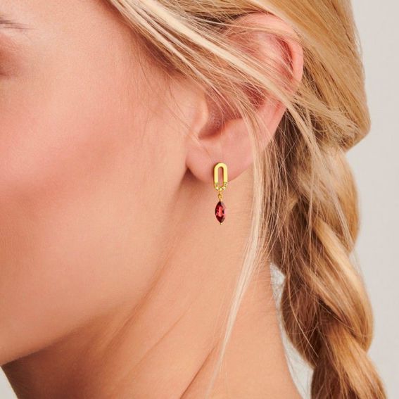 Boucles d'oreilles Hope 10 diamants et 2 pyrope - Bijoux en argent