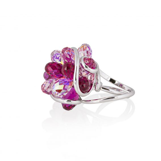 Marazzini Swarovski Crystal Navette Siam Medina Ring