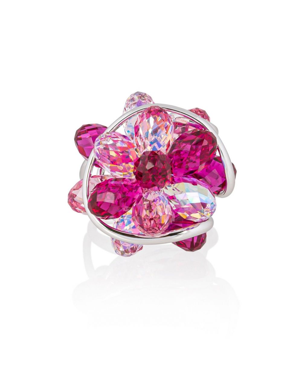 Marazzini Swarovski Crystal Navette Siam Medina Ring