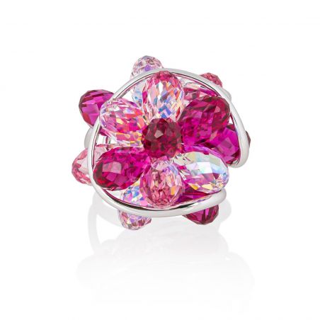 Marazzini Swarovski Crystal Navette Siam Medina Ring