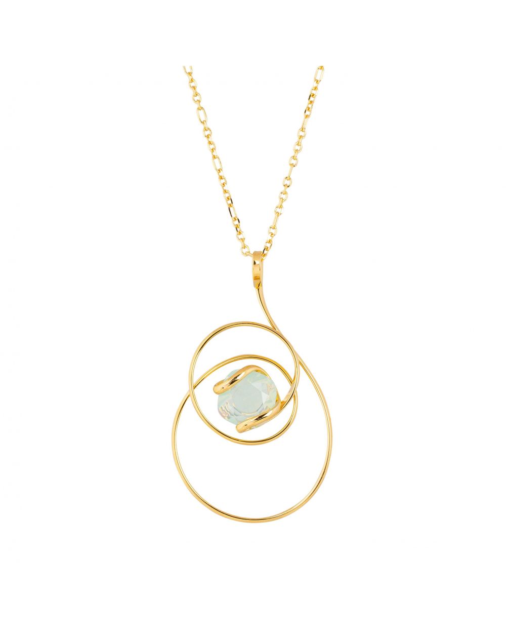 oval Swarovski mint crystal necklace