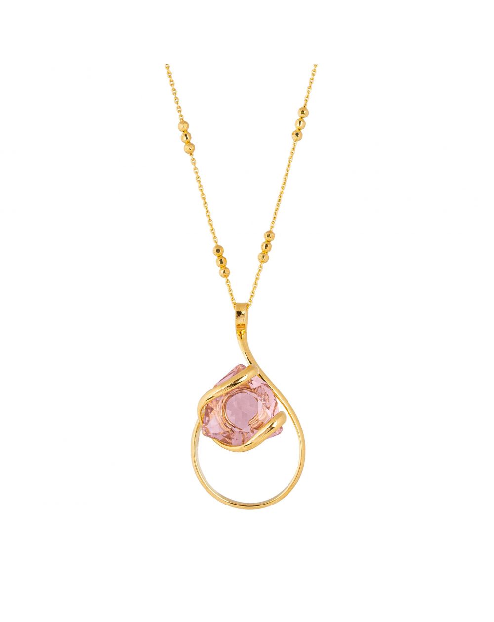 Marazzini Ketting Swarovski Kristal Mini Groene Opaal Doppio Cerchio