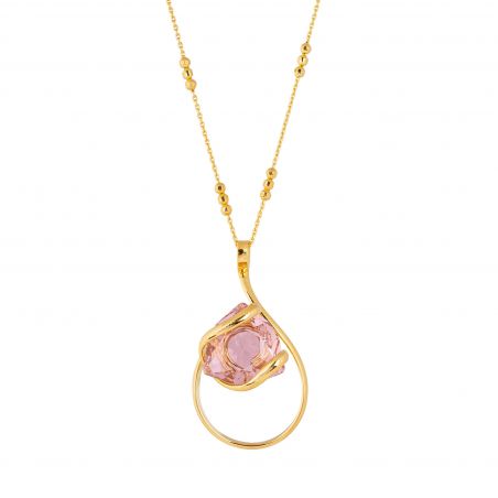 Marazzini Necklace Swarovski Crystal Mini Green Opal Doppio Cerchio