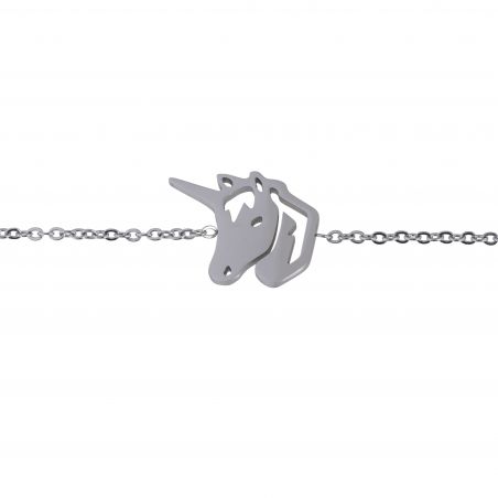 Bracelet 7bis Licorne argenté - Acier inoxydable